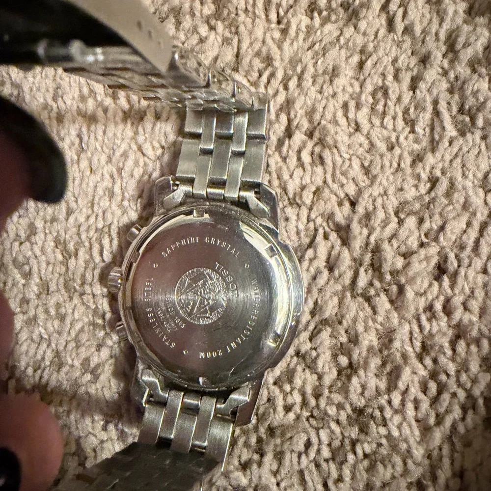Tissot Silver Watch with White Dial and Dark Blue Subdials - Picture 4 of 8